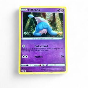 Hatenna SWSH040 holo black star promo Pokémon card.